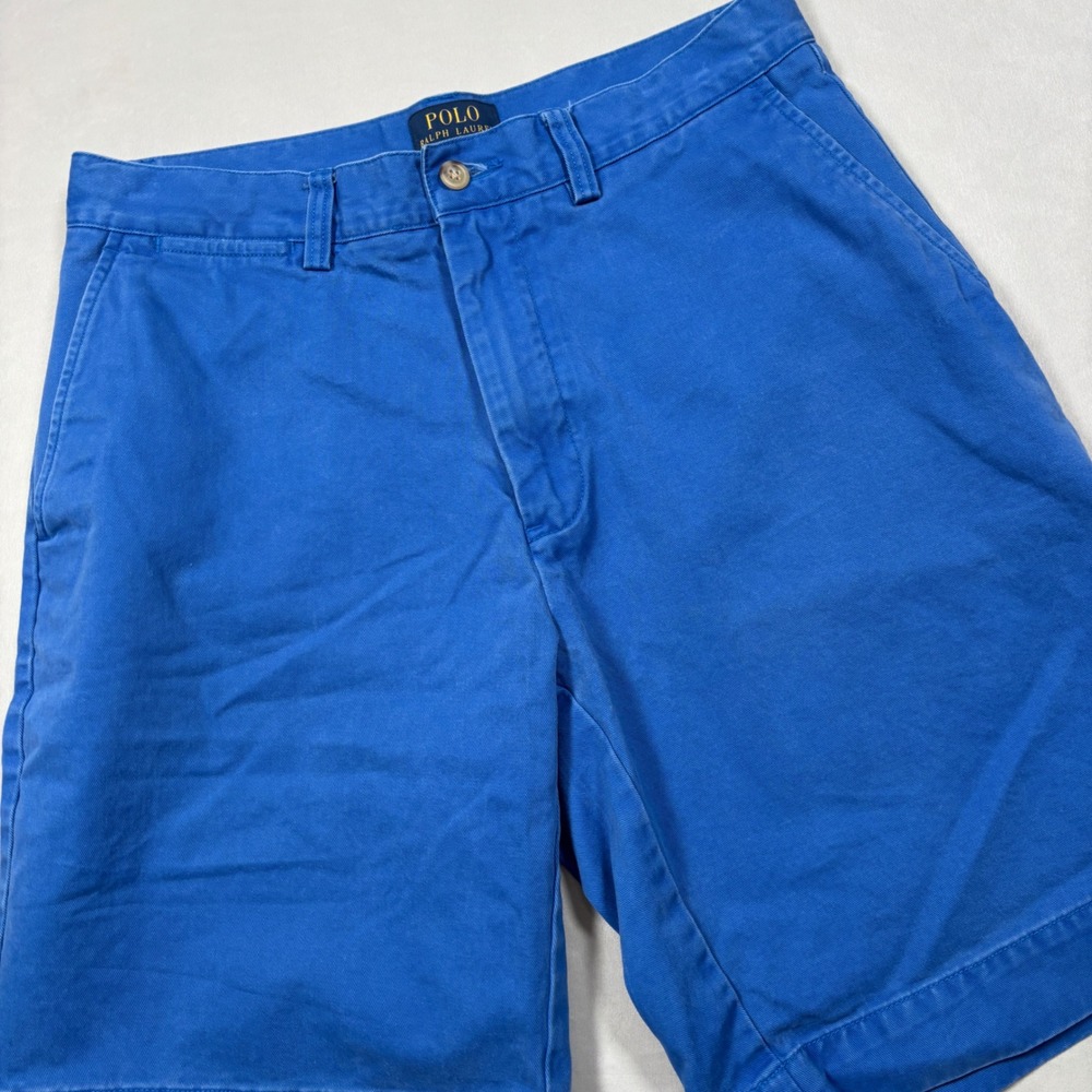 Polo Ralph Lauren Chino Shorts Mens 30 Blue Cotton Twill Flat Front Classic
